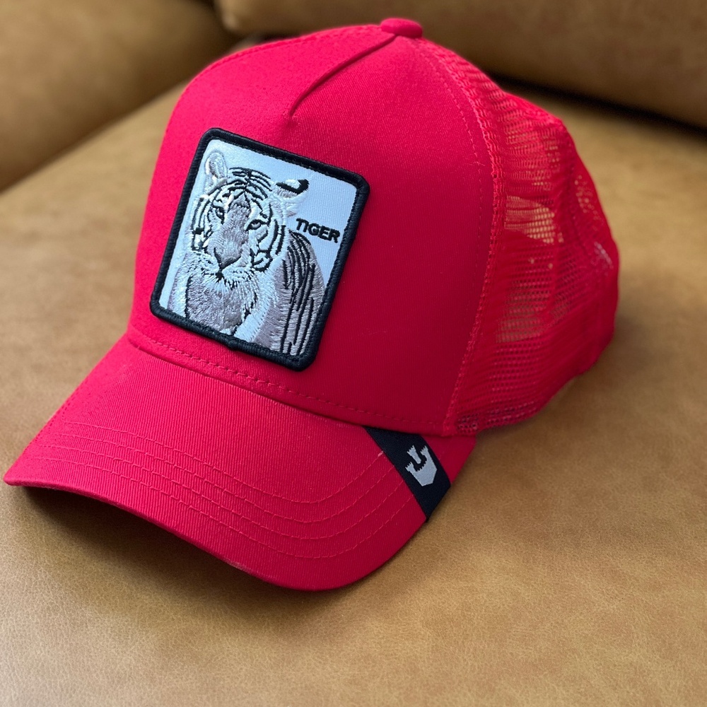 Goorin Bros Animal Farm Trucker Baseball Snapback Hat Cap red Tiger
